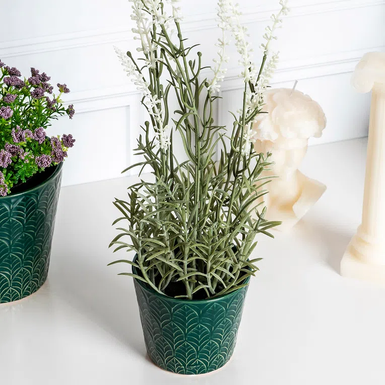 Osłonka na doniczkę SLANO ceramiczna zielona 11x9 cm