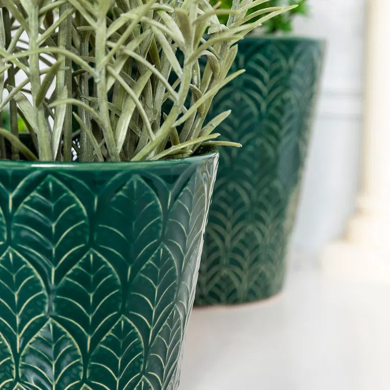 Osłonka na doniczkę SLANO ceramiczna zielona 11x9 cm