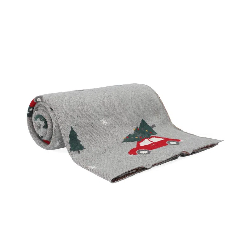 Koc BIL z samochodem świątecznym 130x170 cm