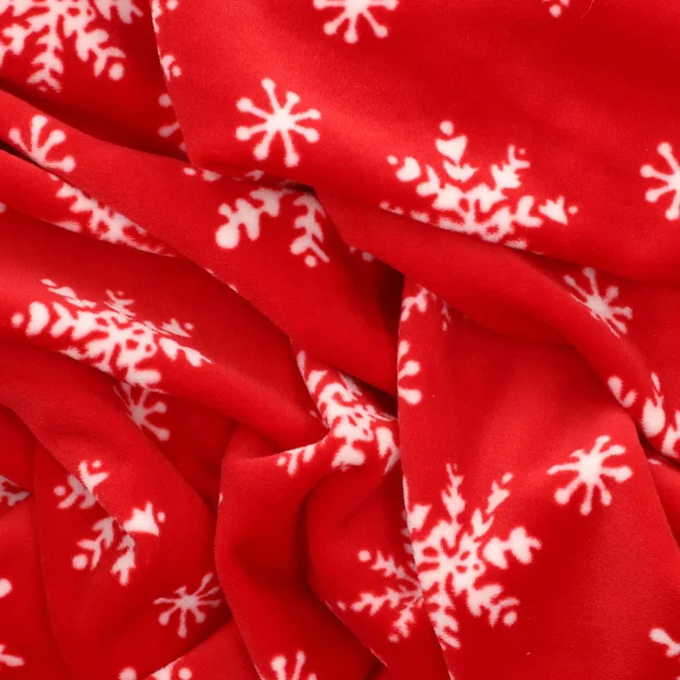 Koc SNOFLOCK w śnieżynki czerwony 130x170 cm