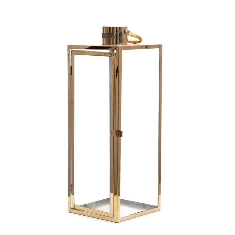 Latarnia TONDO złota 14x14x39 cm