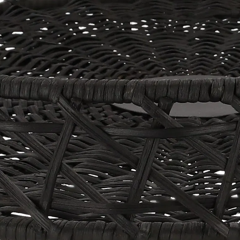 Stolik LEYA kawowy rattan naturalny czarny 54x54x40 cm