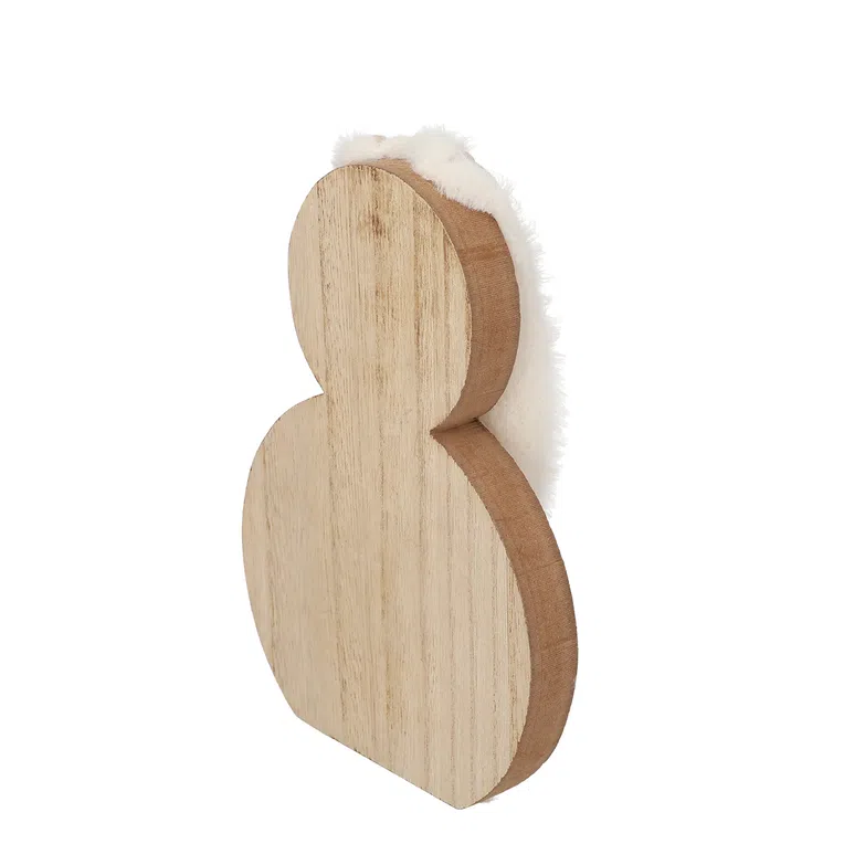 Dekoracja ESSON królik drewniany z pluszowymi uszami 15 cm