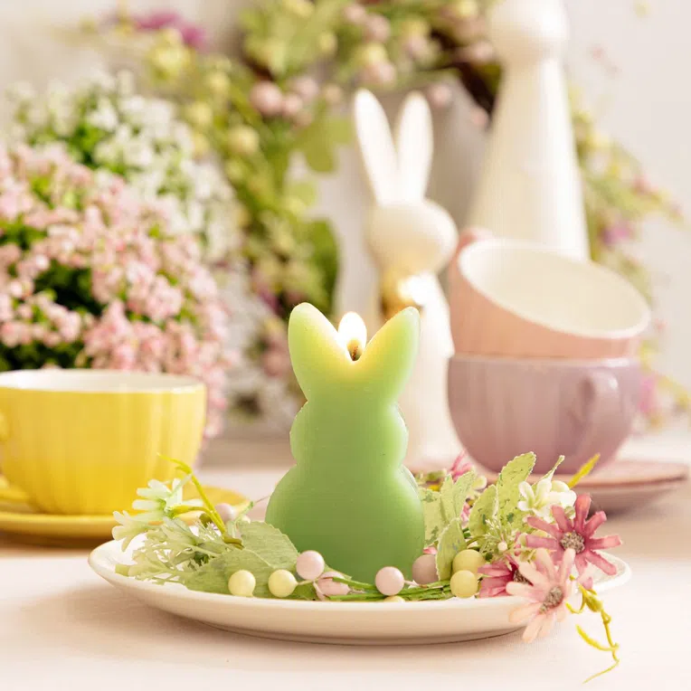 Świeca wielkanocna UGIE królik zielony 11 cm