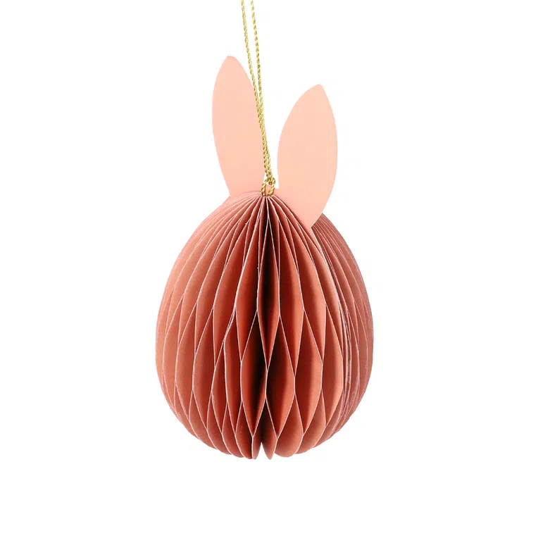 Zawieszka wielkanocna GALLA papierowe jajko z uszami różowe 15 cm