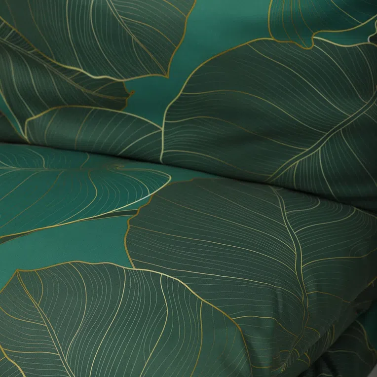 Pościel GALLO z mikrofibry w zielone liście 160x200 cm