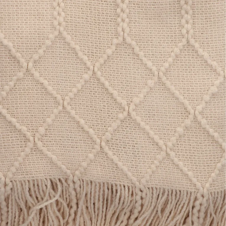 Koc LOOP beżowy w splot kulkowy 130x170 cm