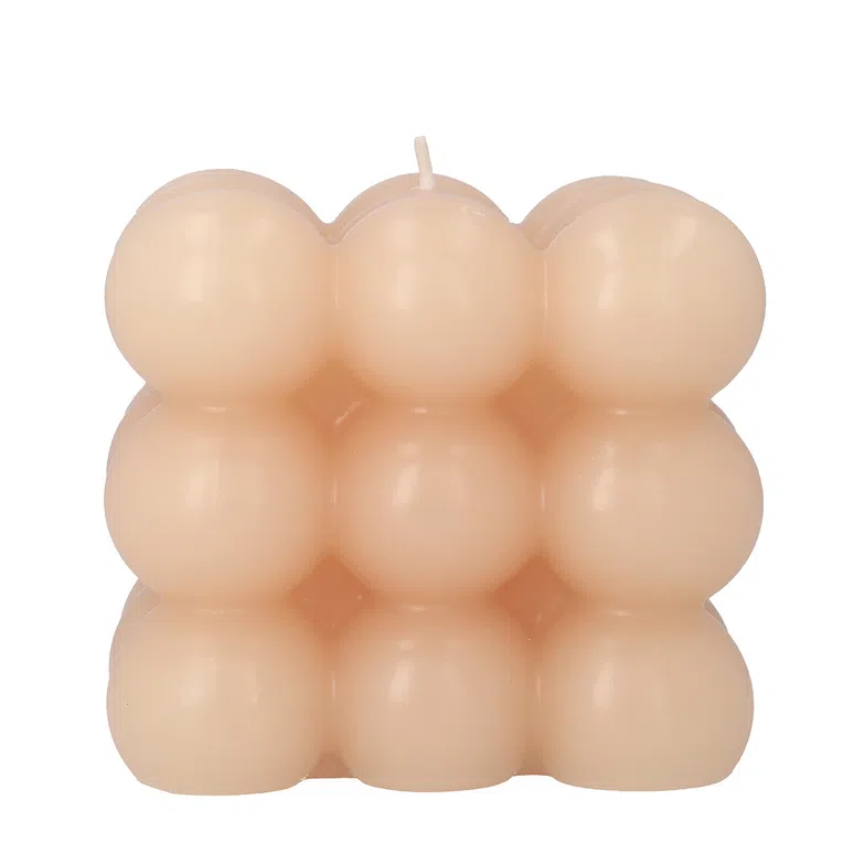Świeca BUBBLE jasnoróżowa 10x10x10 cm