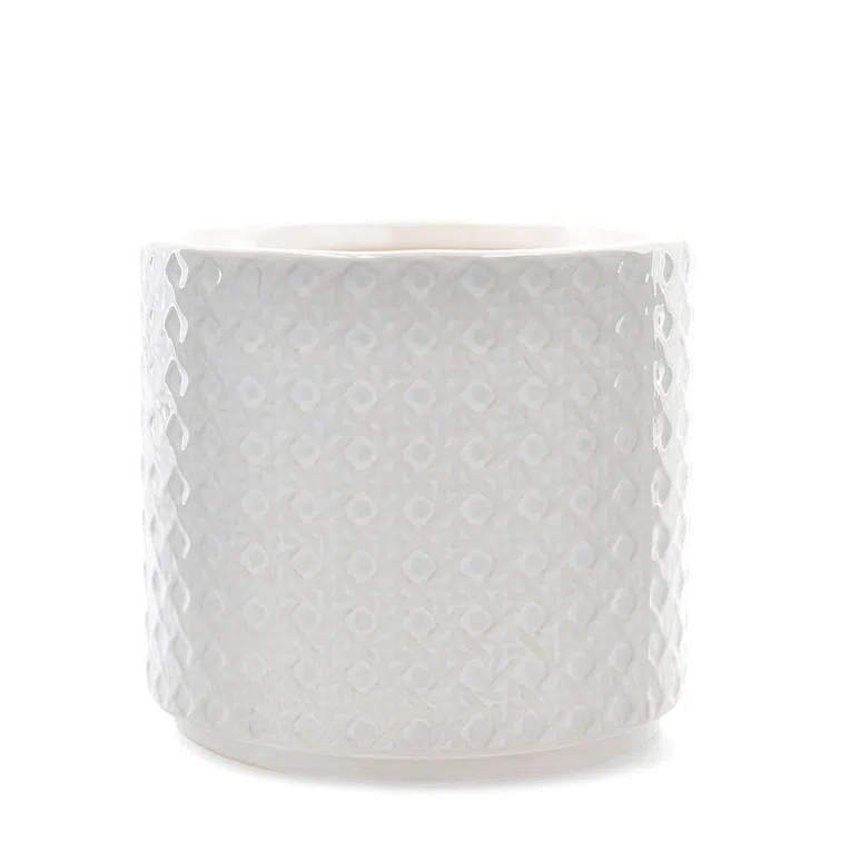 Osłonka RATTAN z motywem rattanu kremowa 16x14,5 cm