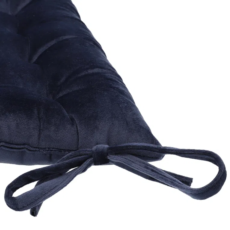 Poduszka na krzesło z wiązaniem ROOSVELT granatowa 38x38 cm