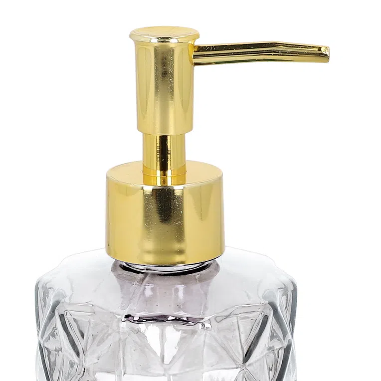 Dozownik COPO szklany transparentny ze złotą pompką 330 ml