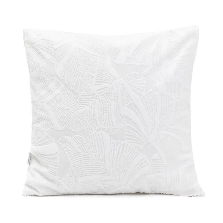 Poszewka SULA z haftem w liście ecru 45x45 cm