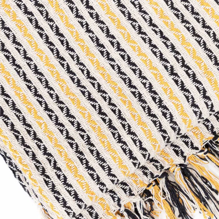 Pled MUNNAR w paski beżowy 130x170 cm