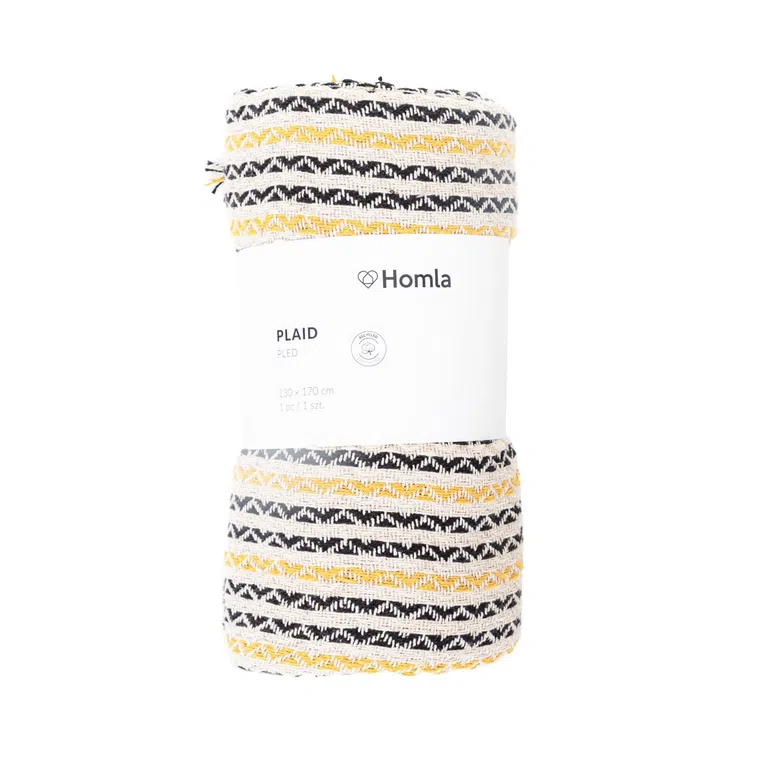 Pled MUNNAR w paski beżowy 130x170 cm