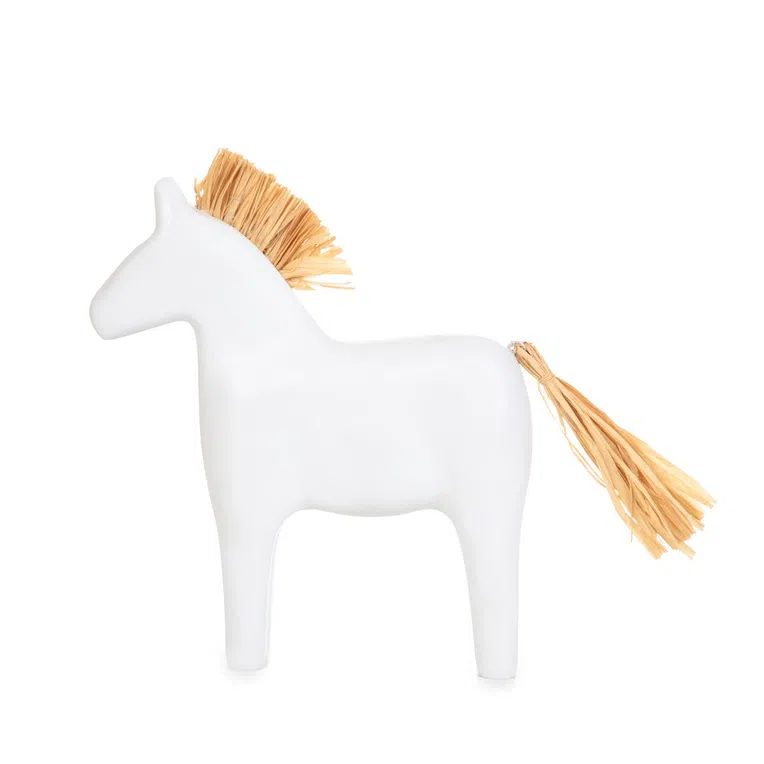 Dekoracja stojąca SOLEA kucyk z trawą morską biały 16,5x4,2x18 cm