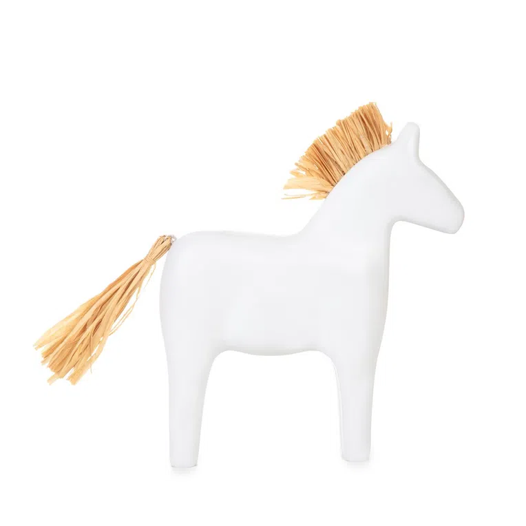 Dekoracja stojąca SOLEA kucyk z trawą morską biały 16,5x4,2x18 cm