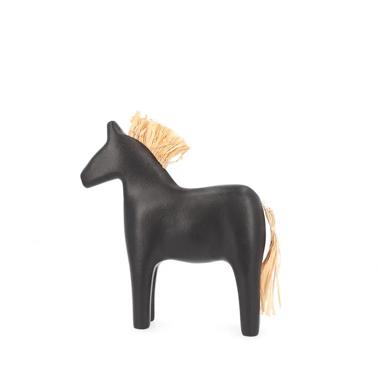 Dekoracja stojąca SOLEA kucyk z trawą morską czarny 16,5x4,2x18 cm