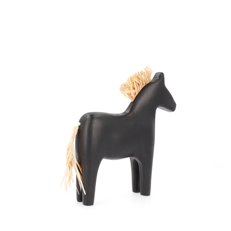 Dekoracja stojąca SOLEA kucyk z trawą morską czarny 16,5x4,2x18 cm