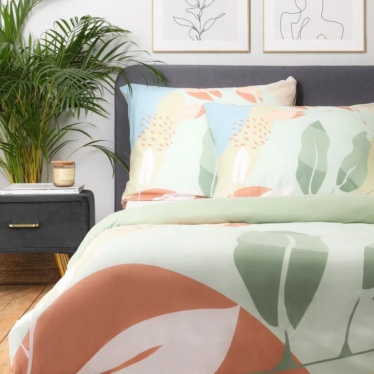 Pościel NIRMA z mikrofibry w liście 160x200 cm