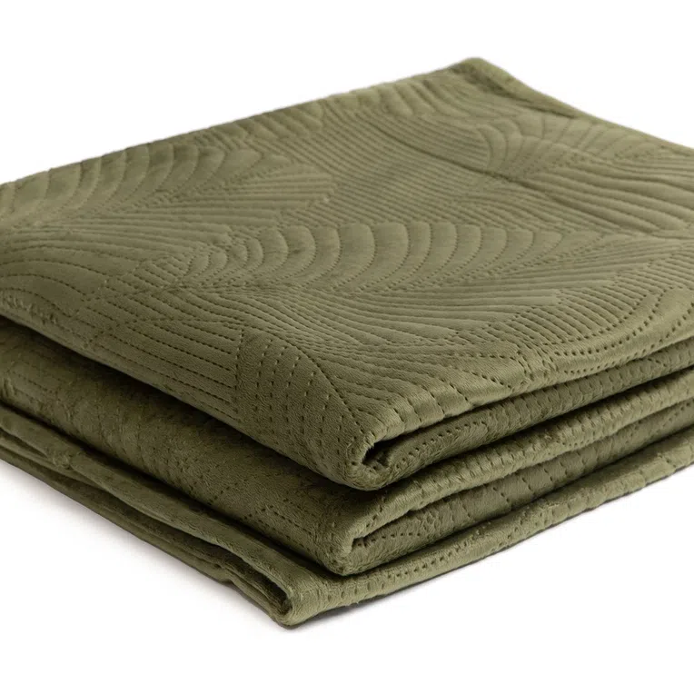 Narzuta GAVLE z wytłoczeniami w liście oliwkowa 200x220 cm