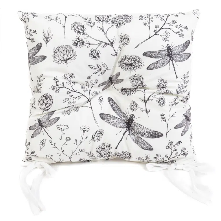 Poduszka na krzesło z wiązaniem VELHO biała 38x38 cm