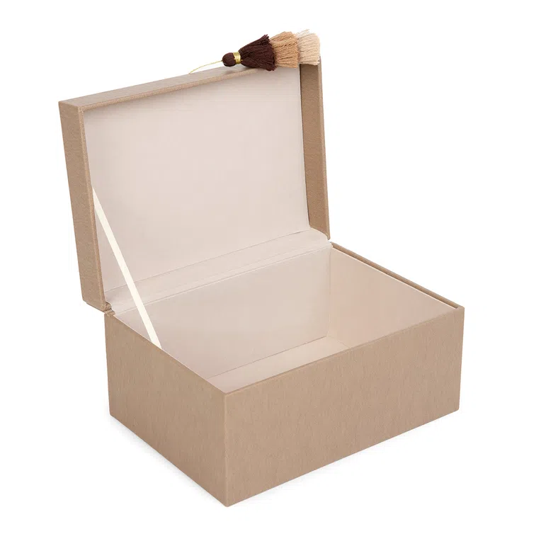 Szkatułka MELA z eko skóry beżowa 23x16,5x12,5 cm