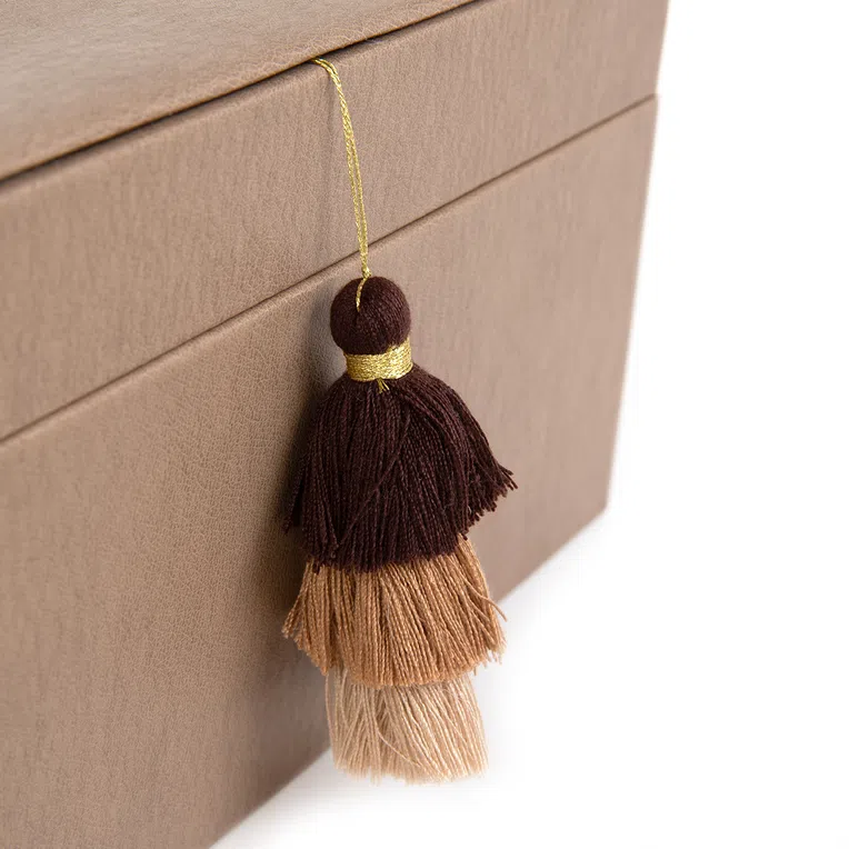 Szkatułka MELA z eko skóry beżowa 23x16,5x12,5 cm