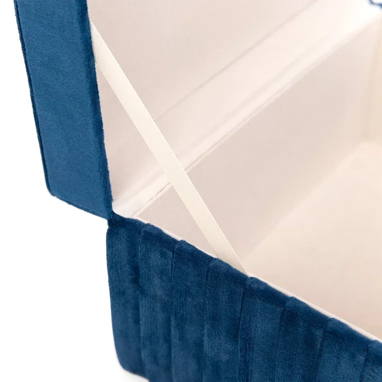 Szkatułka FALLON welurowa granatowa 23x15x12,5 cm