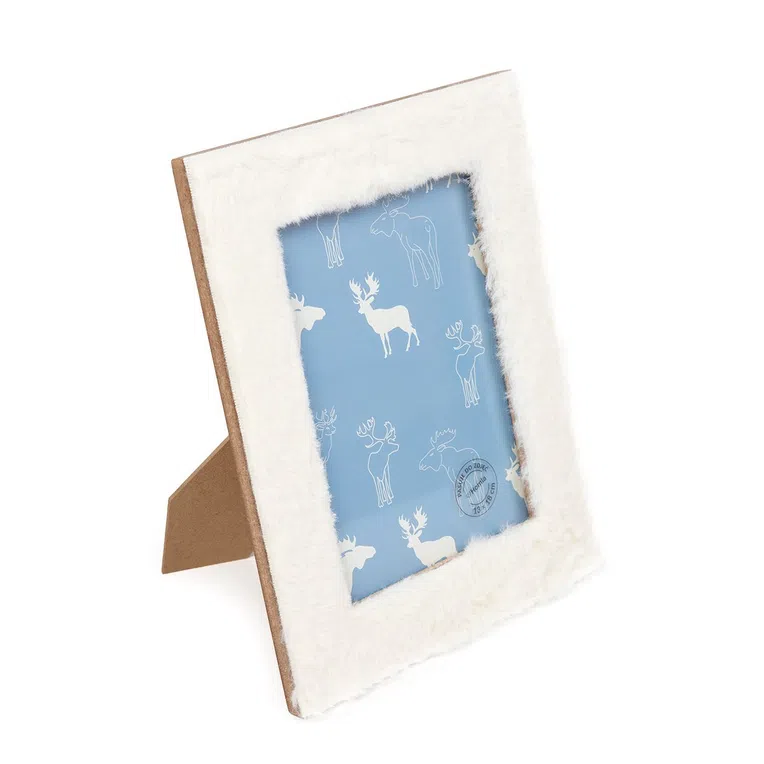 Ramka na zdjęcie KLARA z futerkiem biała 13,2x18,2 cm