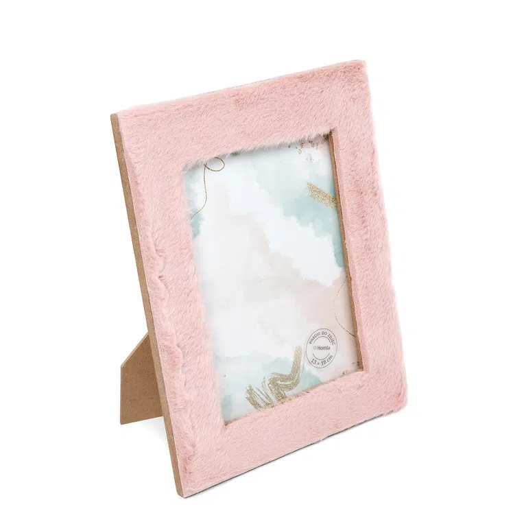 Ramka na zdjęcie KLARA z futerkiem różowa 13,2x18,2 cm