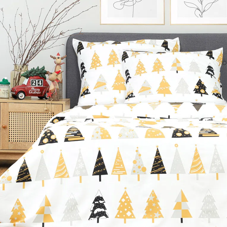 Pościel NATA z mikrofibry w choinki 200x220 cm