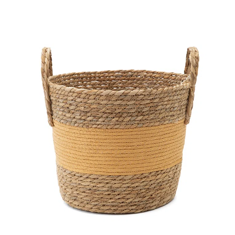 Kosz KOES z trawy morskiej musztardowy 30x25 cm