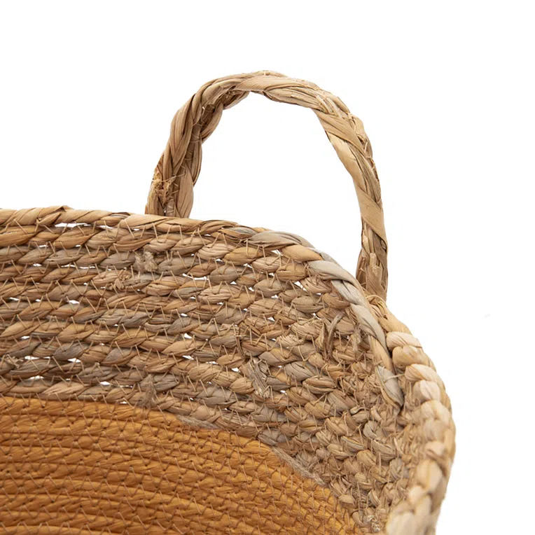 Kosz KOES z trawy morskiej musztardowy 30x25 cm