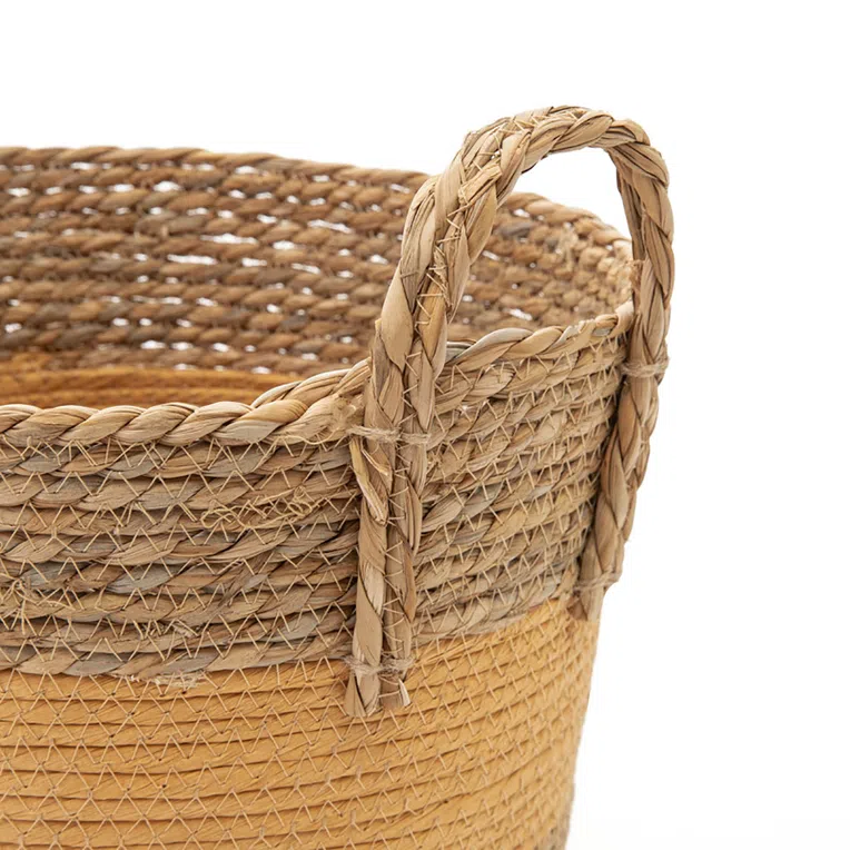 Kosz KOES z trawy morskiej musztardowy 30x25 cm