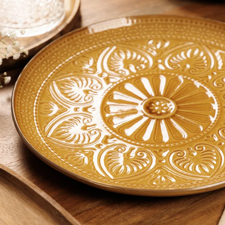 Talerz INDIE obiadowy musztardowy 27 cm