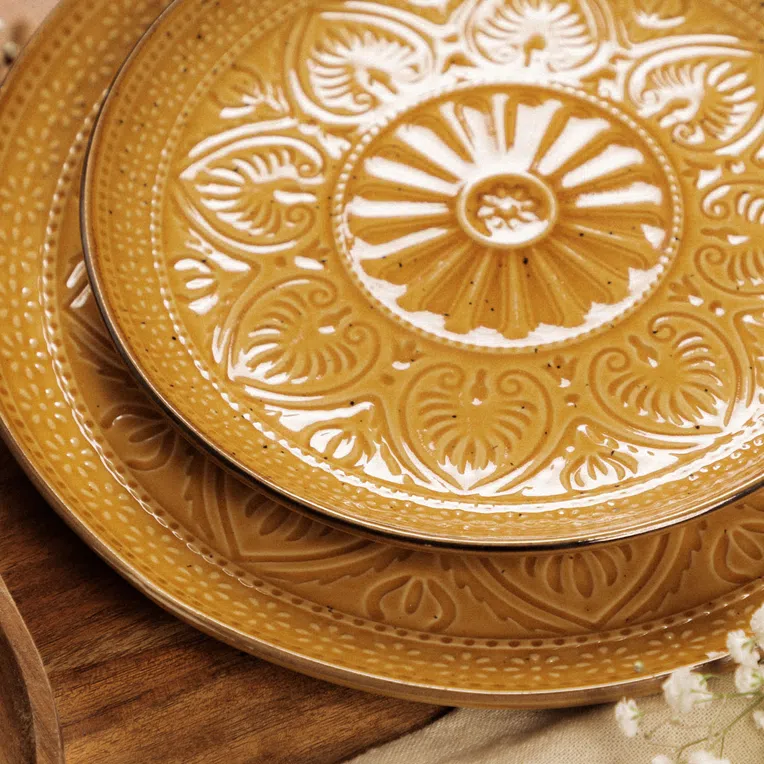 Talerz INDIE deserowy musztardowy 21 cm