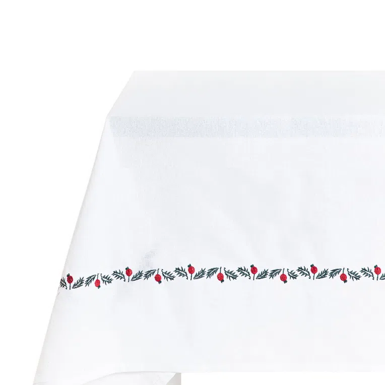 Obrus ILEX biały z lamówką 130x180 cm