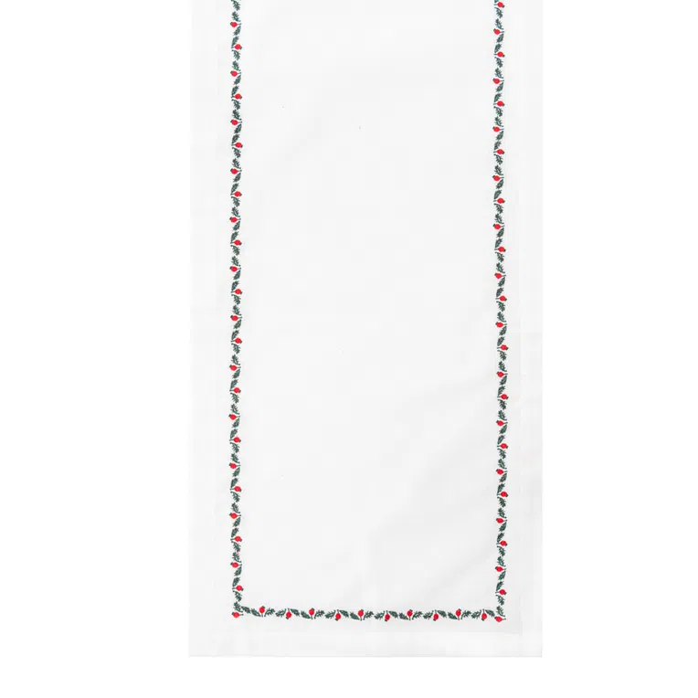 Bieżnik ILEX biały z lamówką 40x160 cm