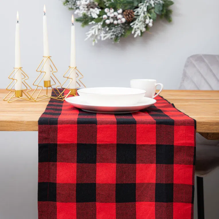 Bieżnik REJ w kratę czerwony 40x160 cm