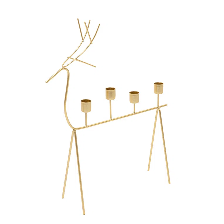 Świecznik LANDEL złoty jeleń 34x10,5x44 cm