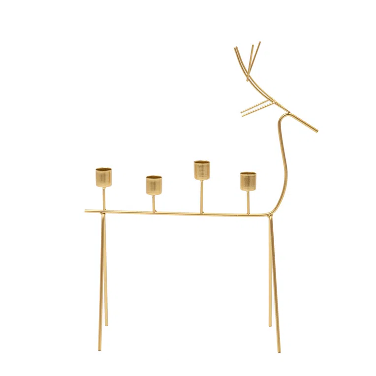 Świecznik LANDEL złoty jeleń 34x10,5x44 cm