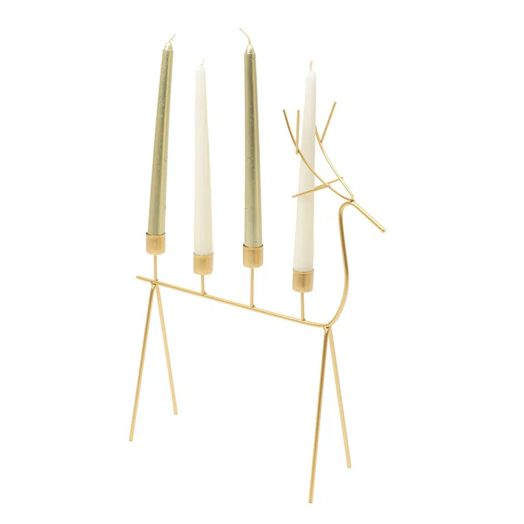 Świecznik LANDEL złoty jeleń 34x10,5x44 cm