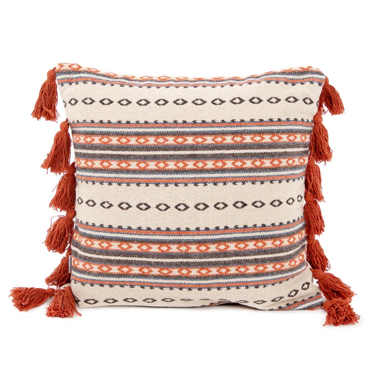 Poszewka CALVERA w etniczne wzory z frędzlami 45x45 cm