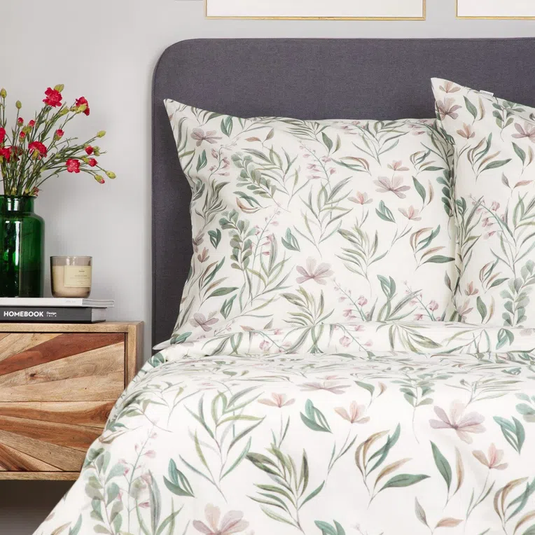 Pościel FLORIDO bawełniana w kwiaty 160x200 cm