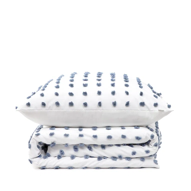 Pościel NIVELL z mikrofibry z niebieskimi pomponami 160x200 cm