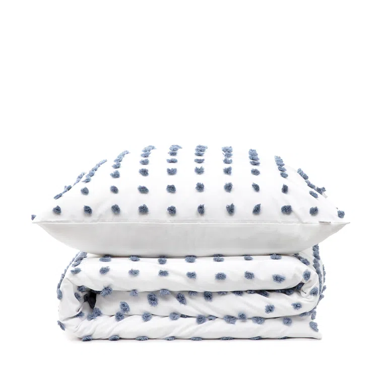 Pościel NIVELL z mikrofibry z niebieskimi pomponami 200x220 cm