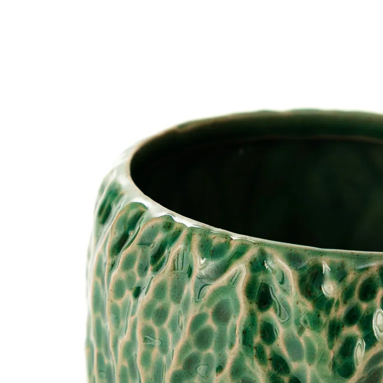 Osłonka na doniczkę STREA ceramiczna zielona 16x15 cm