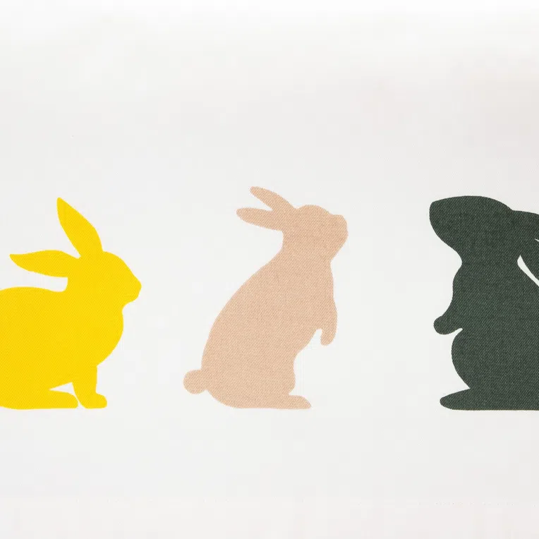 Bieżnik BUNN biały z kolorowymi królikami 40x160 cm