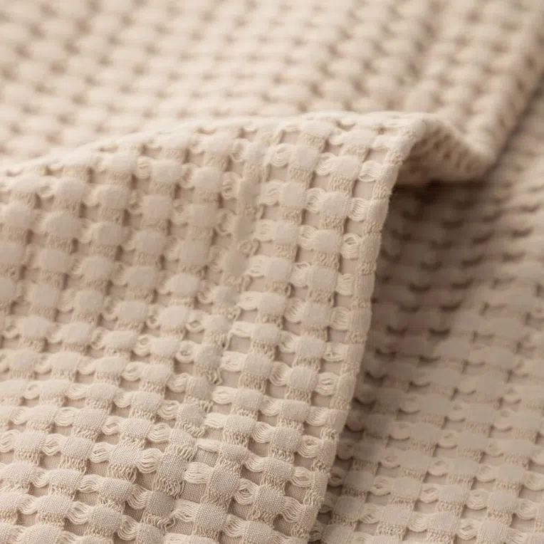 Ręcznik VAFFEL beżowy, kąpielowy z rzepem 145x75 cm