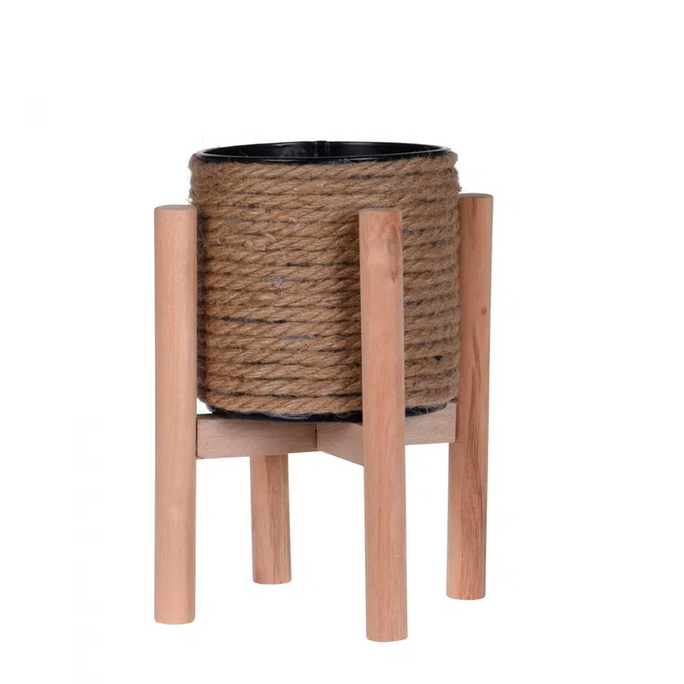 Donica ENDO z drewnianą podstawką 23 cm